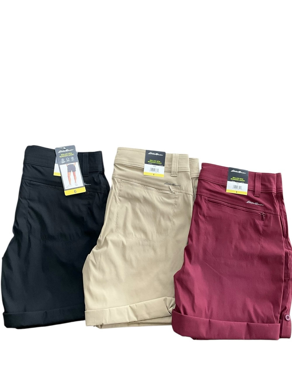 Eddie Bauer Womens Performance Roll Cuff Bermuda or Shorts Size 6, 8, 10, 12 NWT